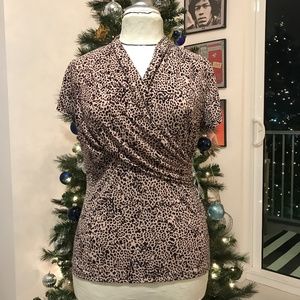 DKNY | ANIMAL PRINT | FAUX WRAP TOP | MEDIUM